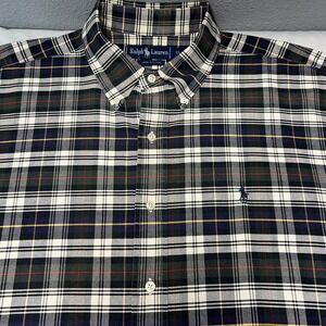 Ralph Lauren 100% Cotton Plaid Button Down Shirt Long Sleeve Classic Fit XL